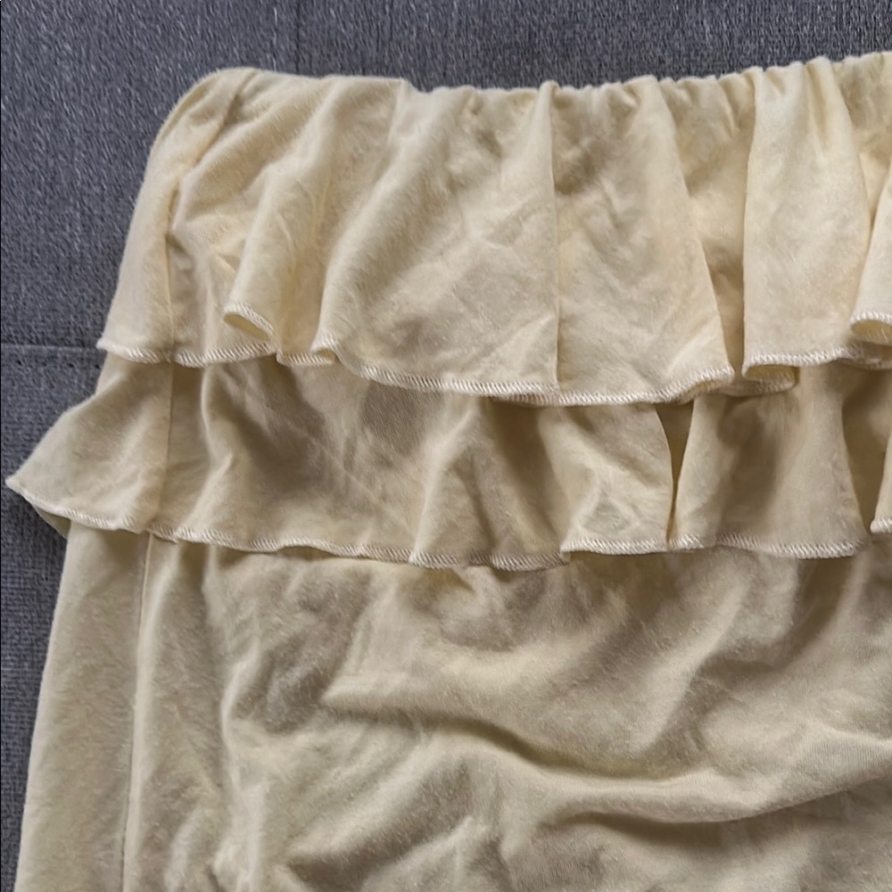 American Eagle Outfitters Cream Ruffled Crop Top with Bib Collar - Picture 3 of 3